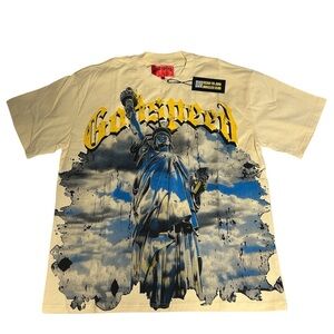 Godspeed Cream Graphic Tee – Statue of Liberty Design – Size L – NWT